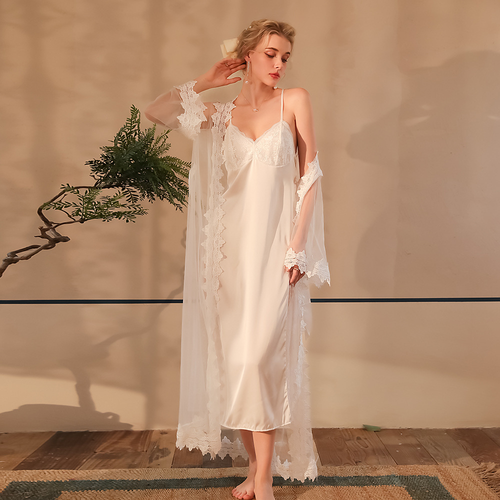 Bridal Satin Lace Robe Cami Sl - Sheer Mesh Bra recension och pris